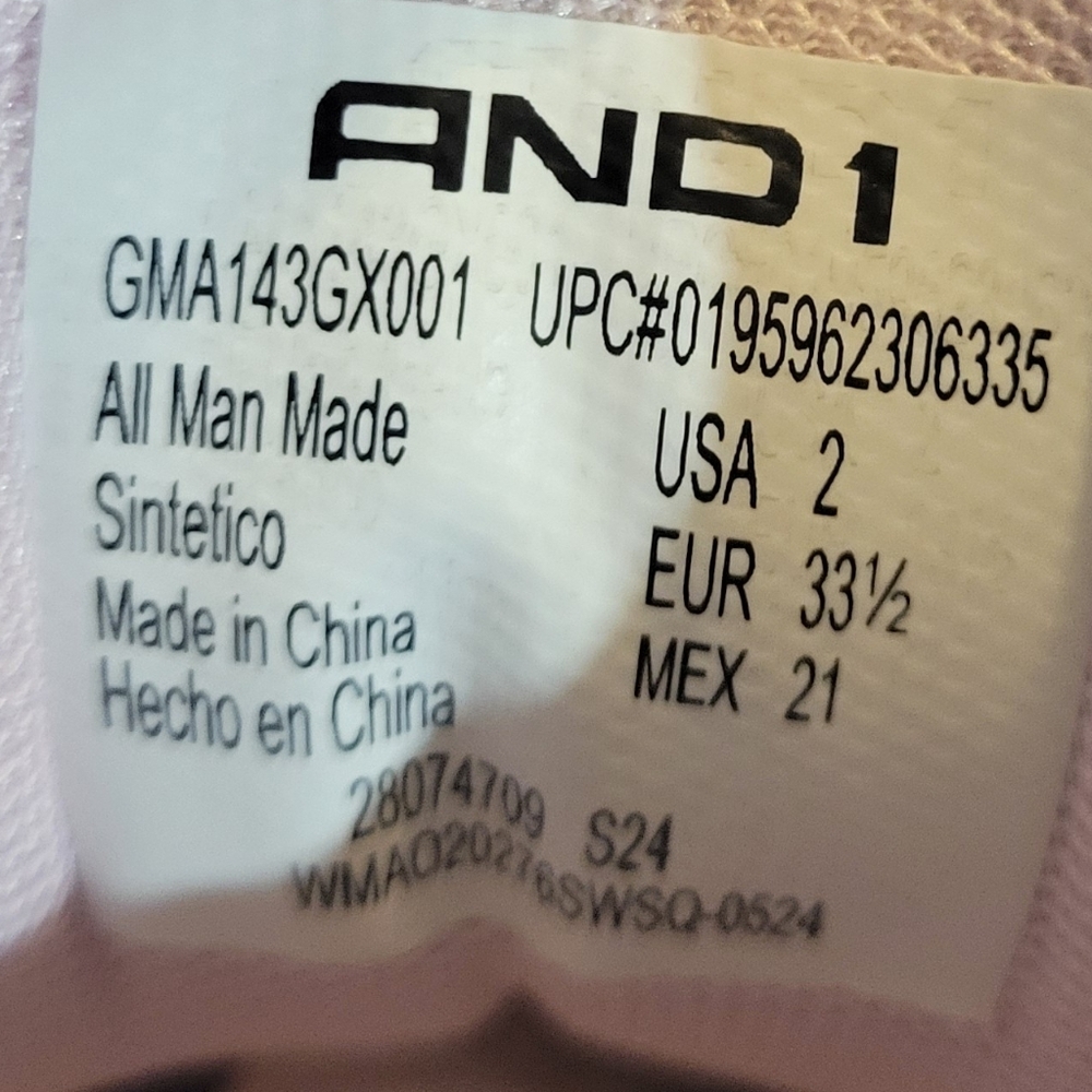 AND1 Assist 6.0 "Pink White & Grey" Sneakers Girls 3.5 Boys 2Y NWT - Picture 10 of 10